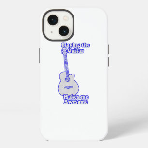 Playing the guitar makes me awesome. vintage blue iPhone 13 case