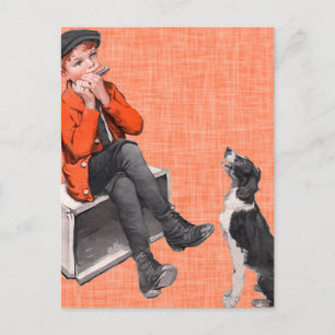 Playing The Harmonica Postcard