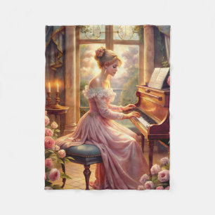 Playing The Piano Fleece Blanket