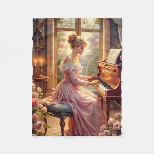 Playing The Piano Fleece Blanket (Front)