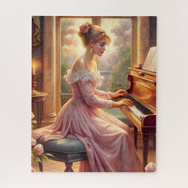 Playing The Piano Jigsaw Puzzle (Vertical)