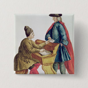 Playing the Venetian Lottery 15 Cm Square Badge