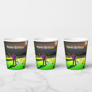 Playing Twilight Lawn Bowls, Birthday Paper Cups