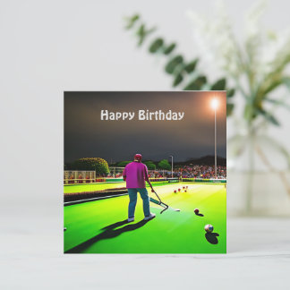 Playing Twilight Lawn Bowls, Flat Birthday Card