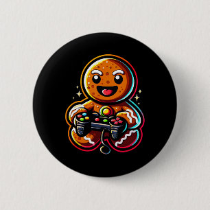 Playing Video Game Controller Gamer Christmas 6 Cm Round Badge