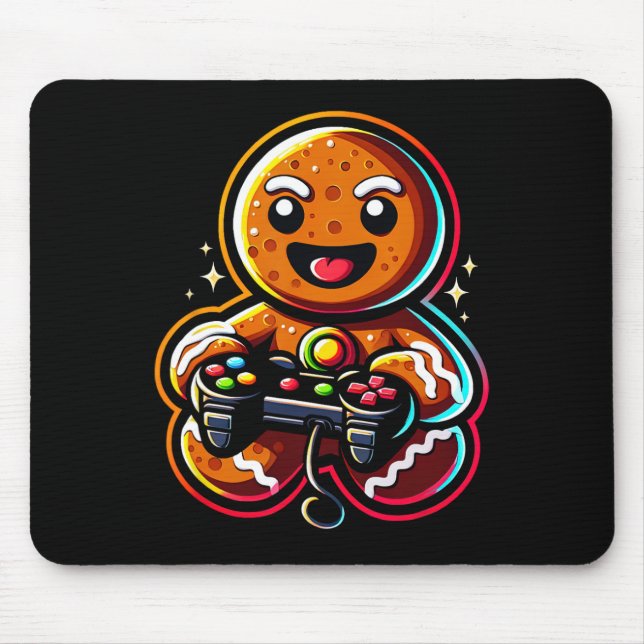 Playing Video Game Controller Gamer Christmas  Mouse Mat (Front)