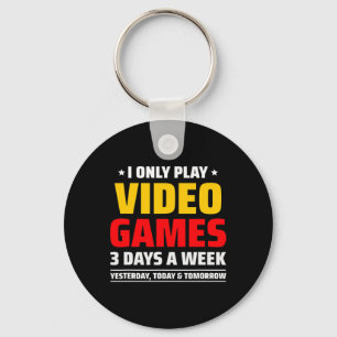 Playing Video Games - Pc Console Gaming - Funny Vi Key Ring