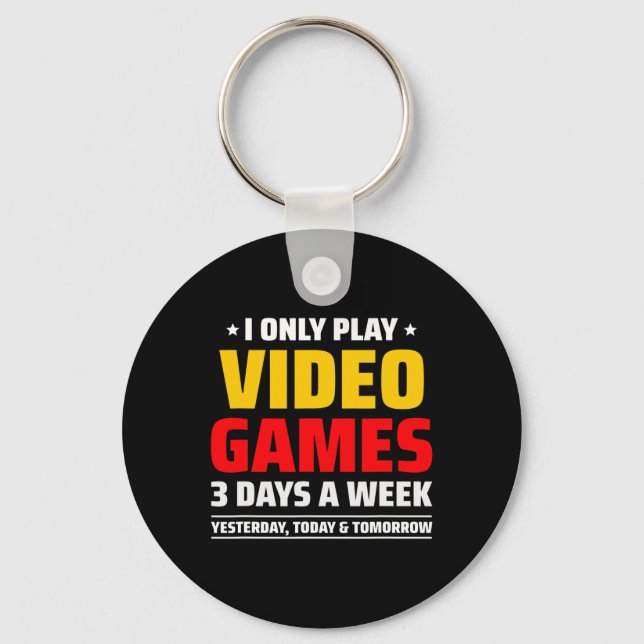 Playing Video Games - Pc Console Gaming - Funny Vi Key Ring (Front)