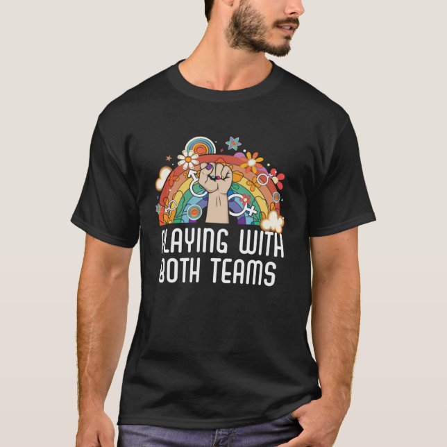 Playing With Both Teams Bisexual Pride Bisexuality T-Shirt (Front)