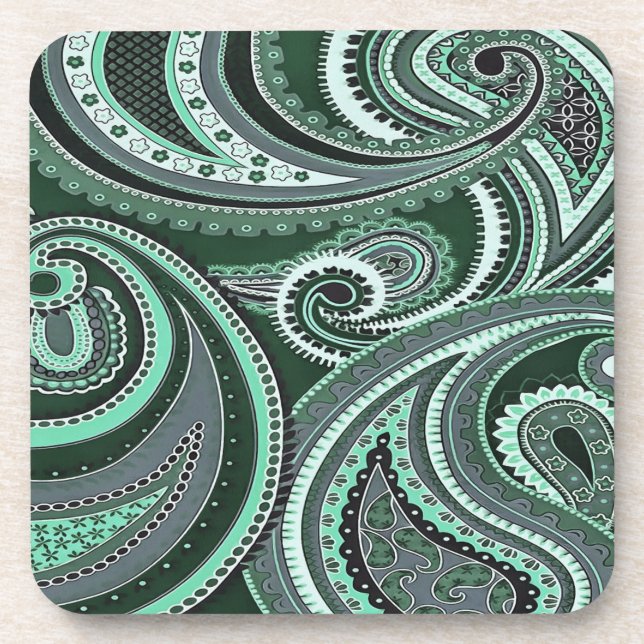 Playing With Paisley Patterns Aquamarine Tones Coaster (Front)