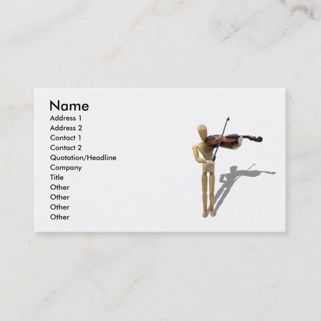 PlayingViolin081210, Name, Address 1, Address 2... Business Card (Front)