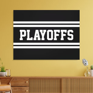 PLAYOFFS Athletic Bright Blue White Sporty Stripes Canvas Print