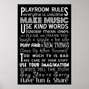Playroom Rules Subway Art Poster