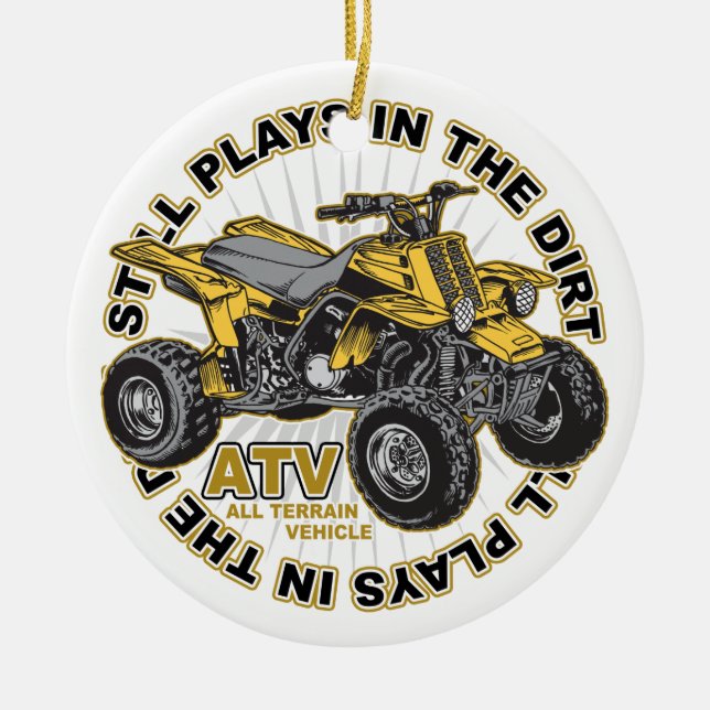 Plays in the Dirt ATV Ceramic Tree Decoration (Front)