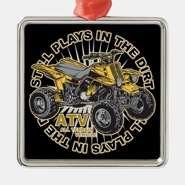 Plays in the Dirt ATV Metal Tree Decoration (Front)