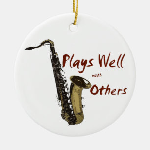 Plays Well with Others Saxophone Ceramic Tree Decoration