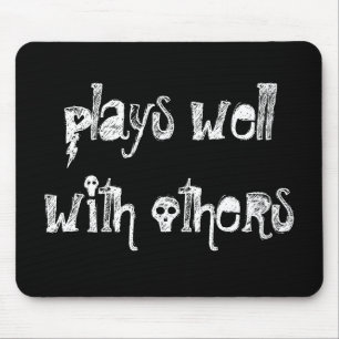 Plays Well With Others Skulls Black Mouse Pad