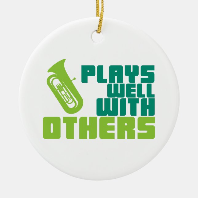 Plays Well with Others - Tuba Ceramic Tree Decoration (Front)