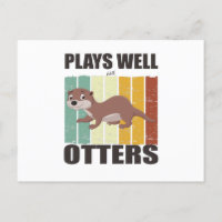 Plays Well With Otters Funny Vintage