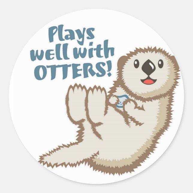 Plays Well With Otters Sticker (Front)