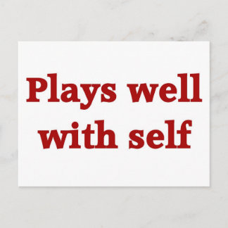 Plays well with self postcard
