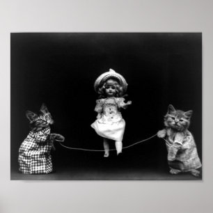 Playtime Cats With Skipping Doll Harry Frees Poster