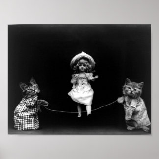 Playtime Cats With Skipping Doll  Harry Frees Poster
