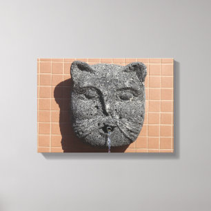 Plaza Cat Fountain Canvas Print