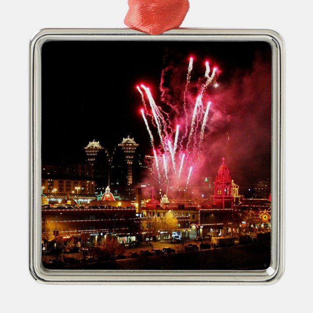 Plaza Christmas Lights Fireworks Ornament (Front)