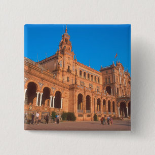 Plaza de Espana in Seville, Spain. 15 Cm Square Badge