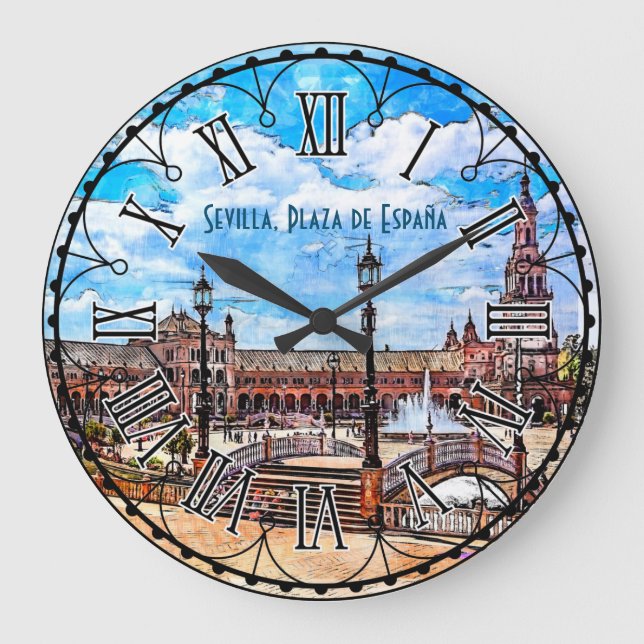 Plaza de España, Seville, Spain. Large Clock (Front)