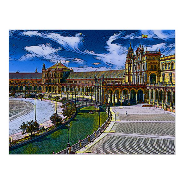 Plaza De Espana - Seville Spain Poster (Front)