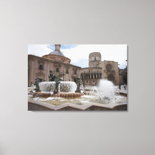 Plaza De La Virgin And Basilica De Virgen Canvas Print