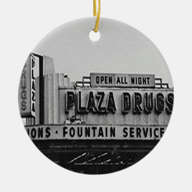 Plaza Drugs, Vintage Atlanta Christmas Ornament (Front)