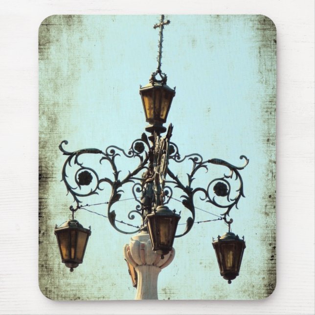 Plaza Light Music Notes Grunge Mouse Mat (Front)