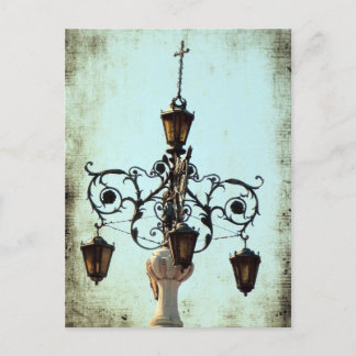 Plaza Light Music Notes Grunge Postcard