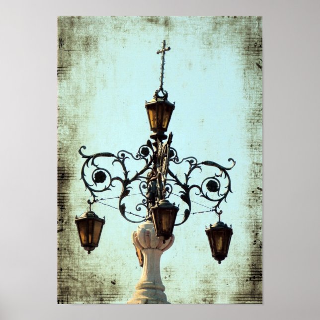 Plaza Light Music Notes Grunge Poster (Front)