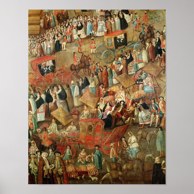 Plaza Mayor in Mexico, detail of carriages Poster (Front)