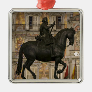 Plaza Mayor with statue of Filipe III, Madrid, Metal Tree Decoration