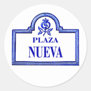 Plaza Nueva, Granada Street Sign Classic Round Sticker