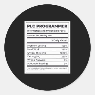PLC Programmer Funny Programming Facts Classic Round Sticker