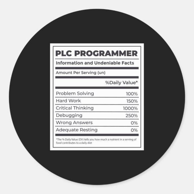 PLC Programmer Funny Programming Facts Classic Round Sticker (Front)