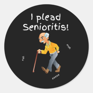 Plead Senioristis. Old Senior Man Woman Aging Alzh Classic Round Sticker