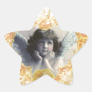 Pleasance - Angel in a Yellow Heart Star Sticker