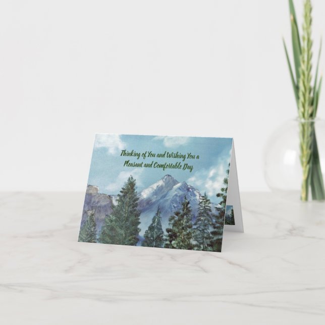 Pleasant and Comfortable Day, Tree & Mountain Thank You Card (Front)