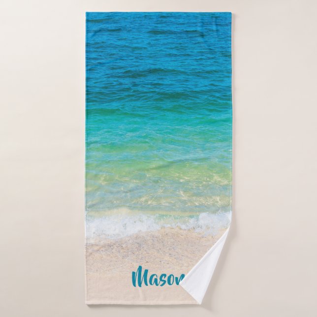 Pleasant Beach (with personalised name) Bath Towel (Bath Towel)