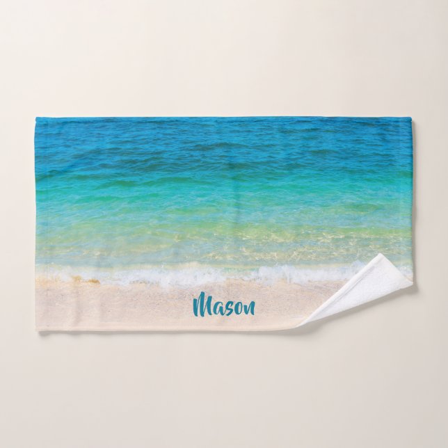 Pleasant Beach (with personalised name) Hand Towel (Hand Towel)