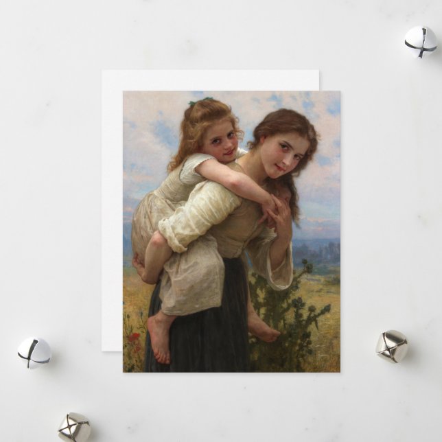 Pleasant Burden by William Adolphe Bouguereau Holiday Card (Front/Back In Situ)