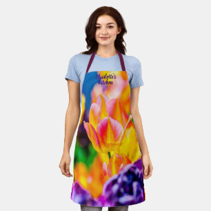 Pleasant Colourful Tulip Flowers Apron