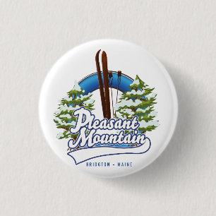 Pleasant Mountain Ski Bridgton logo. 3 Cm Round Badge